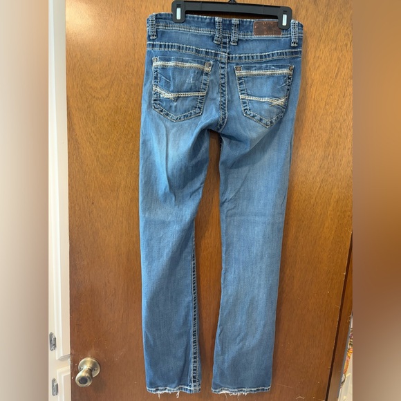BKE Payton Distressed Bootcut Stretch Jeans Womens 29L (29x33.5) Blue Denim - Picture 8 of 13